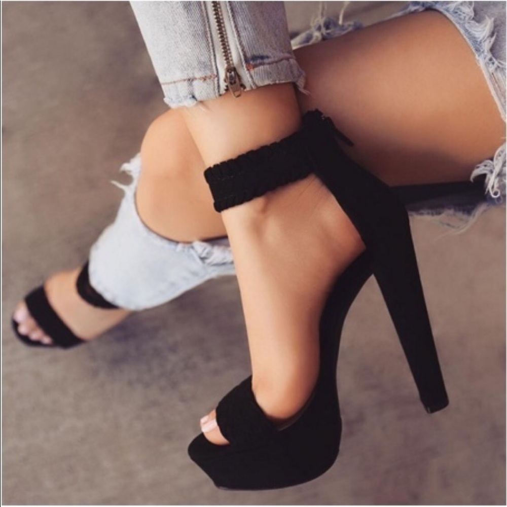 Black Strappy High Heel Sandals